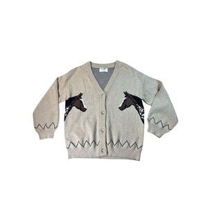 New Girl Horse Slouchy Knit Cardigan Sweater OLD NAVY L Equestrian Ranch Western